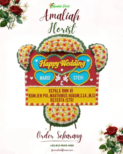 Karangan Papan Bunga Pernikahan di Gandoang